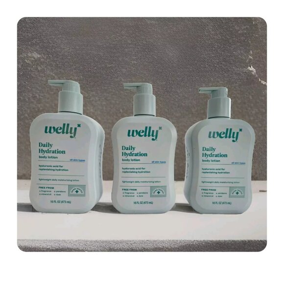 WELLY 3X16FL OZ Daily Hydration BODY LOTION Hyaluronic Acid Moisturizing UNSCENT - Picture 1 of 5